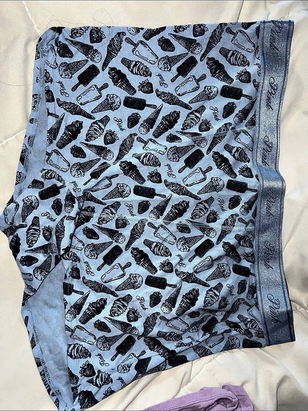 Pink Denim Print Jean Shorts
